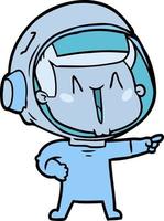 happy cartoon astronaut pointing vector