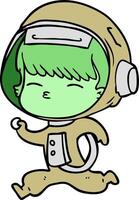 cartoon curious running astronaut vector