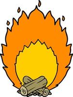 cartoon blazing camp fire vector