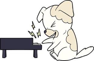 cartoon dog rocking out on piano vector