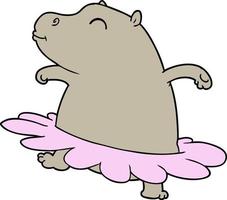 cartoon hippo ballerina vector