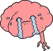 cartoon brain with headache vector