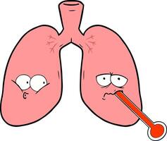 pulmones insalubres de dibujos animados vector