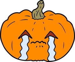 cartoon crying halloween pumpkin vector
