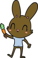 lindo conejo de dibujos animados con zanahoria vector