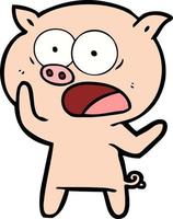 cartoon pig shouting vector