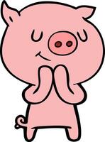 happy cartoon pig vector