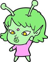bonita chica alienígena de dibujos animados vector
