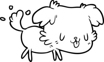 cute line drawing of a dog wagging tail vector