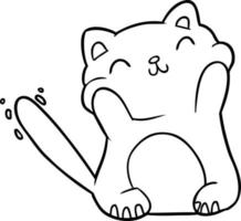 very happy cute line drawing of a cat vector