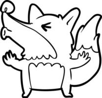 line drawing of a halloween werewolf howling vector