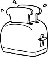 line drawing of a toaster toasting bread vector