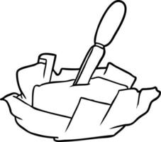 line drawing of a traditional pat of butter with knife vector