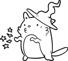 magical amazing line drawing of a cat wizard vector