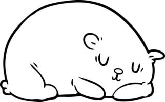 line drawing of a sleepy polar bear vector