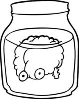 line drawing of a spooky brain floating in jar vector