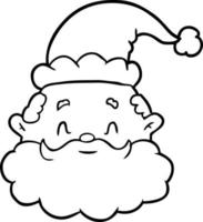 line drawing of a santa claus face vector