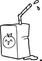 dibujo lineal de una caja de jugo de manzana vector