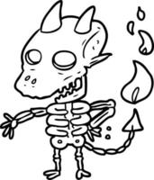 line drawing of a spooky skeleton demon vector