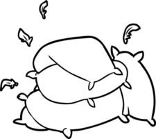 line drawing of a pile of pillows vector