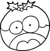 line drawing of a christmas pudding with shocked face vector