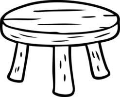 line drawing of a small wooden stool vector