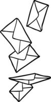line drawing of a envelopes falling vector
