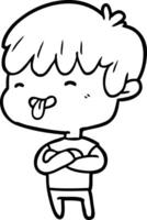 line drawing of a boy sticking out tongue vector