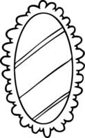 line drawing of a framed old mirror vector