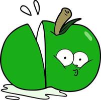 manzana en rodajas de dibujos animados vector