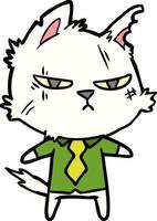 gato duro de dibujos animados con camisa y corbata vector