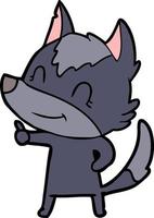 friendly cartoon wolf vector