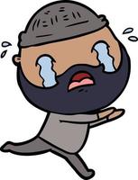 cartoon bearded man crying vector