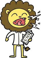 cartoon roaring lion doctor vector