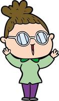 cartoon woman wearing spectacles vector