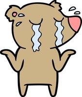 cartoon crying bear vector