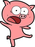 cartoon pig shouting vector
