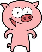 cheerful pig cartoon vector