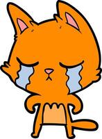 crying cartoon cat vector