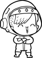 cartoon laughing astronaut girl vector