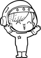 cartoon laughing astronaut girl vector
