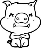 angry cartoon pig vector