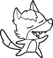 cartoon wolf laughing vector