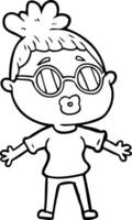 cartoon woman wearing spectacles vector