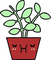 cartoon of a peaceful house plant just growing there giving you that super healthy clean oxygen vector