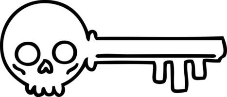 line doodle of a spooky skeleton key vector