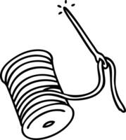 line doodle of a needle and thread vector