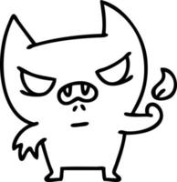 line doodle of an angry little devil vector