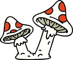 cartoon of a pair of poisonous mushrooms vector