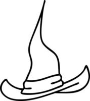 line doodle of a spooky witch hat vector